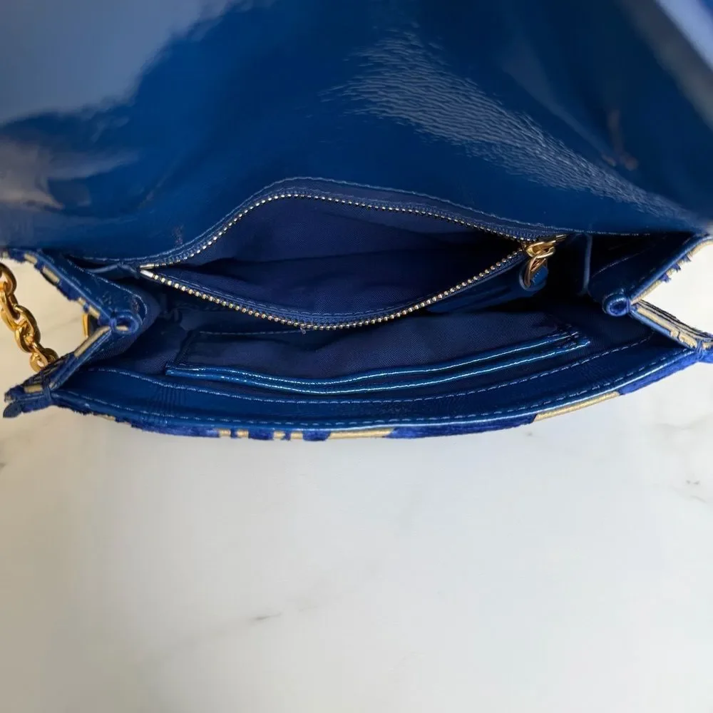Tory Burch Fleming Cosmic Floral Small Convertible Shoulder Crossbody Bag Blue